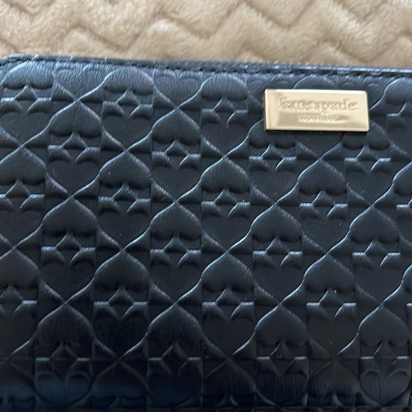 Kate Spade Zip Around Wallet Black with Spade design. Great condition. - Picture 2 of 6